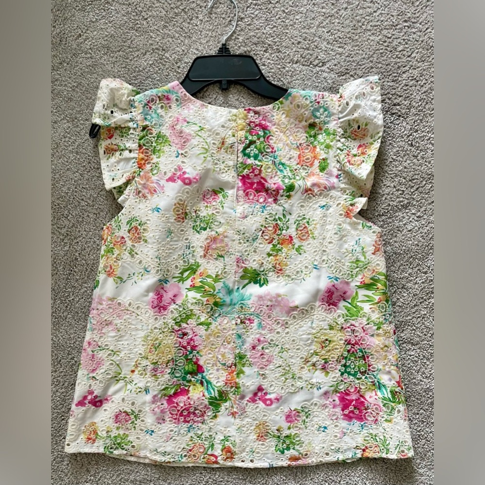 Sugarlips Pink and White Floral Blouse with Ruffled Sleeves - Picture 3 of 5